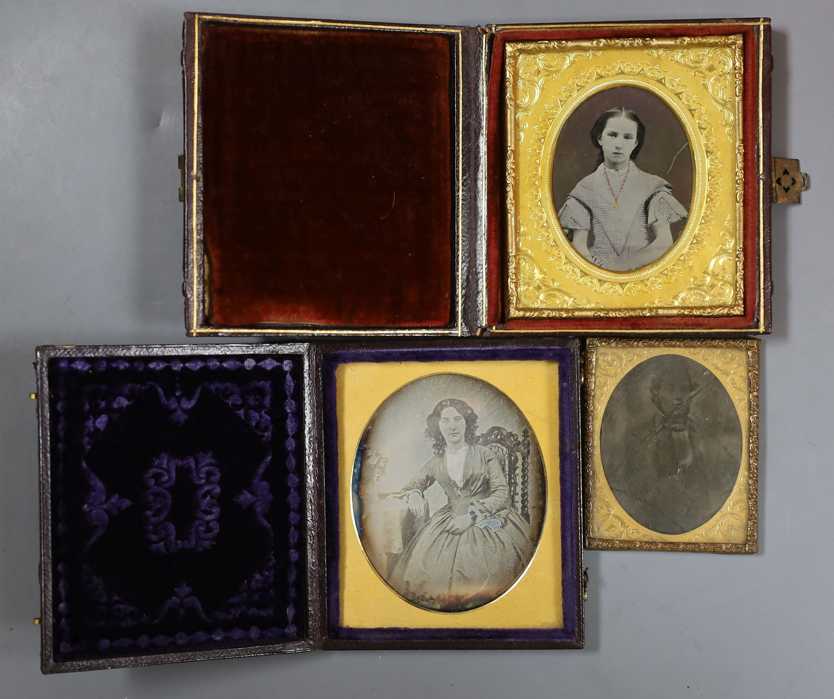 A collection of daguerrotypes, domestic photos